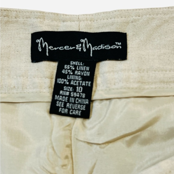 Mercer & Madison Linen-Blend Wide-Leg, Crop Pants, Beige Color, Size 10 - Picture 11 of 12